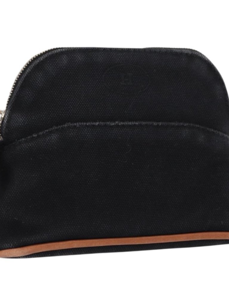 Hermes Bolide Pouch Mini Mini Pouch Canvas Black Gold Auth Ba8465